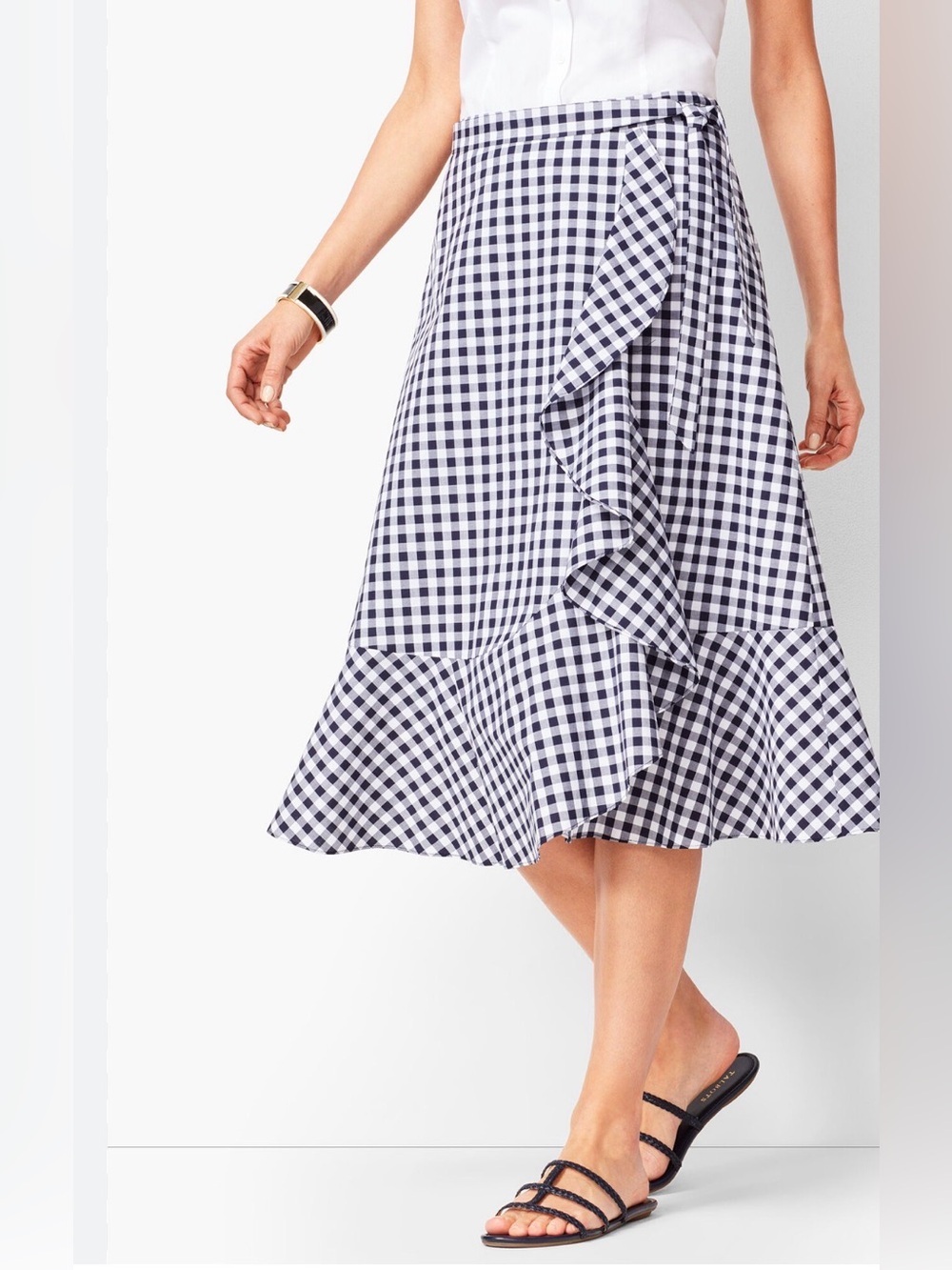 Gingham Tie-Front Midi Skirt | Talbots